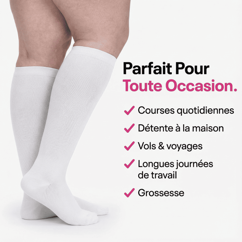 Chaussettes de Compression Larges FeetSanté™ - Soulagement Certifié