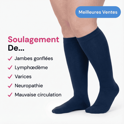 Chaussettes de Compression Larges FeetSanté™ - Soulagement Certifié